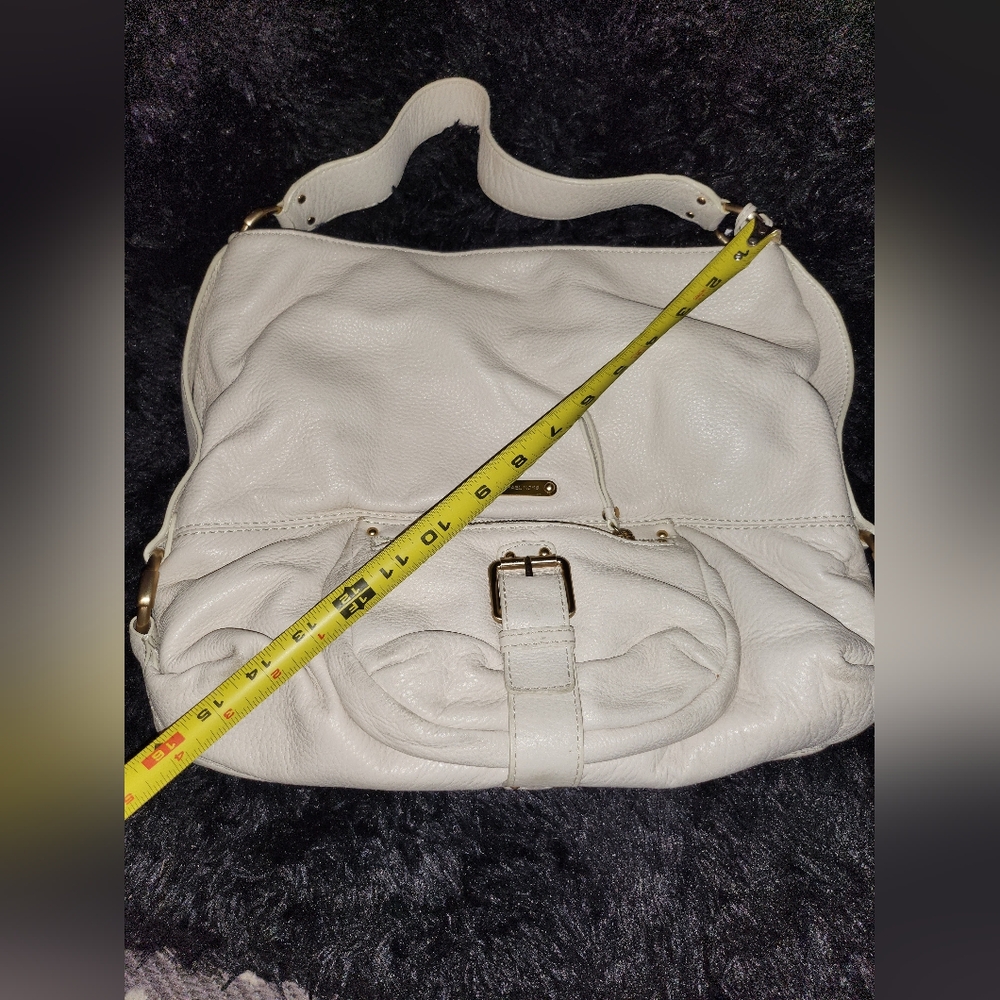 Michael Kors Cream Leather Shoulder Hobo with Front Buckle Pocket - Picture 9 of 12